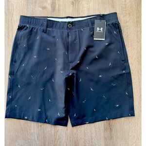 Under Armour Bird Printed Golf Shorts Black Men's Size 38 Performance NWT